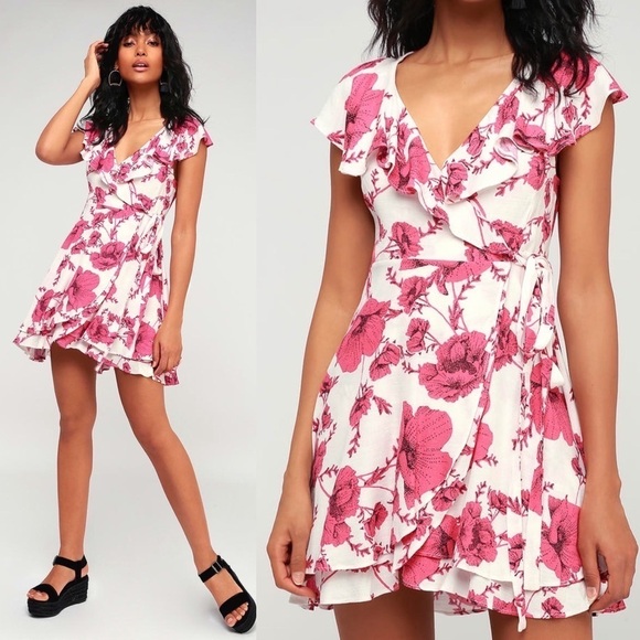 Free People French Quarter Ivory Floral Print Wrap Dress Size small - Picture 1 of 8